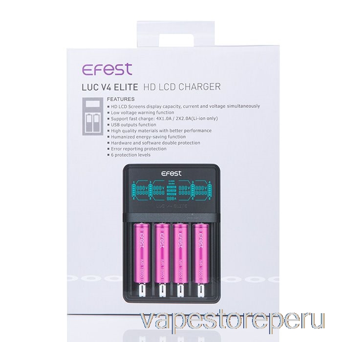 Vape Recargable Efest Luc V4 Elite Hd Lcd Cargador