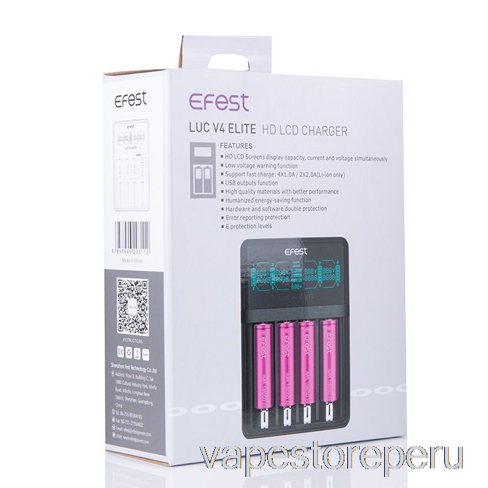 Vape Recargable Efest Luc V4 Elite Hd Lcd Cargador