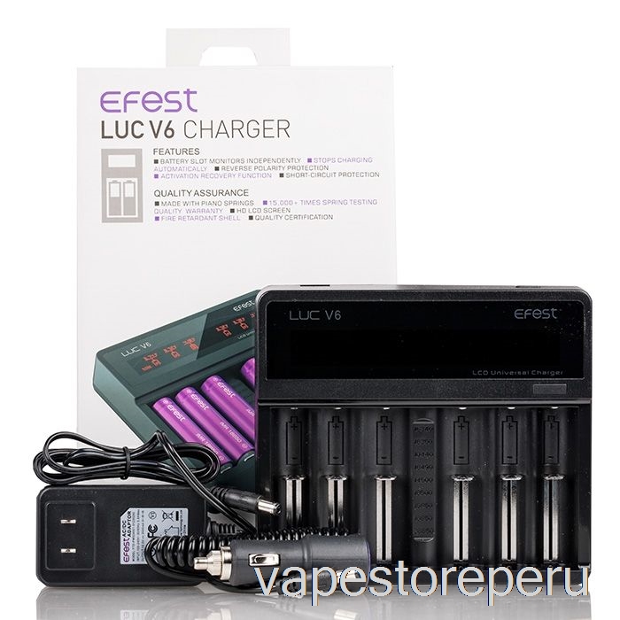 Vape Sin Nicotina Peru Efest Luc V6 Cargador Universal Lcd De 6 Bahías