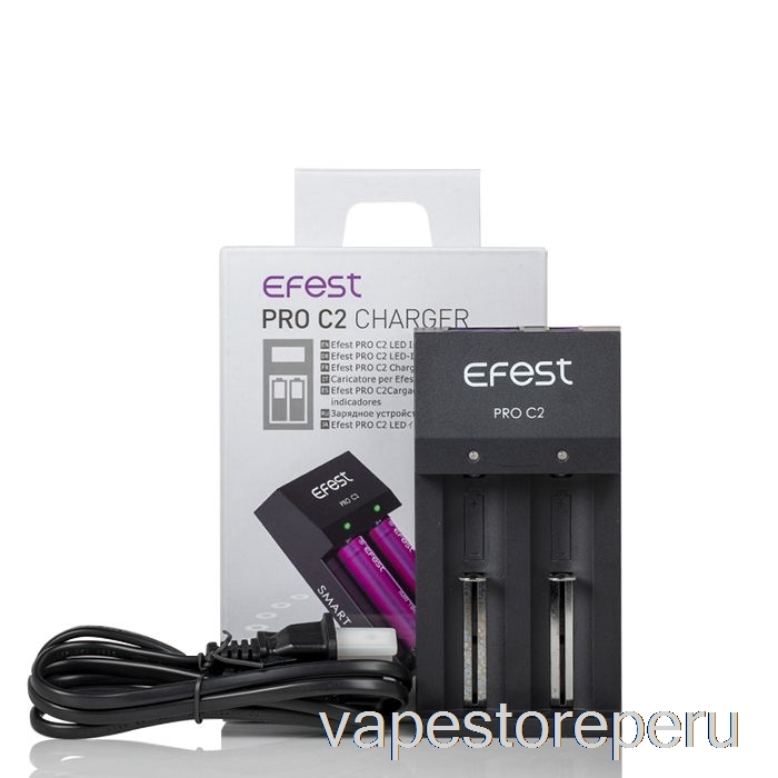 Vape Smoke Efest Pro C2 Cargador De Batería Inteligente De 2 Bahías