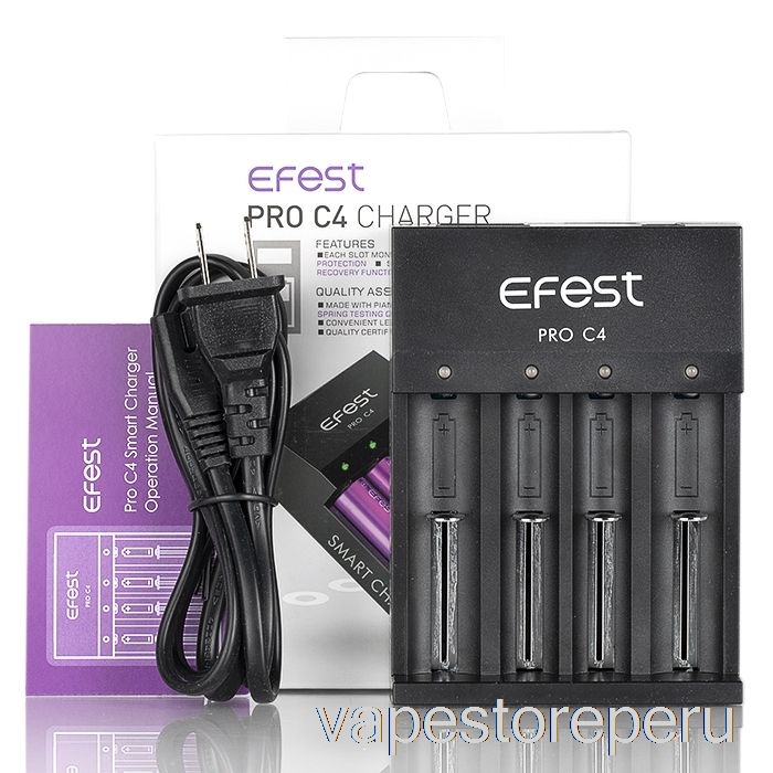 Vape Smoke Efest Pro C4 Cargador De Batería Inteligente De 4 Bahías