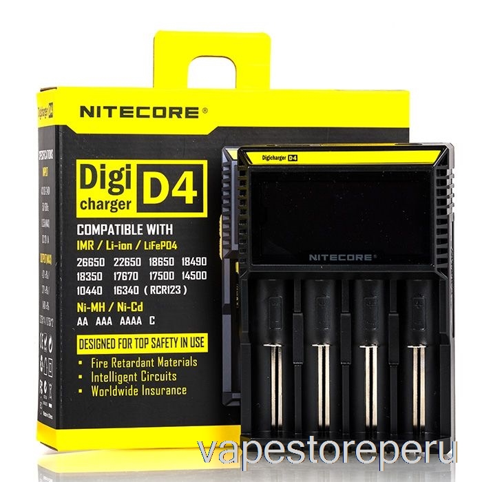 Cargador De Batería Recargable Para Vapeo Nitecore D4 (4 Bahías)