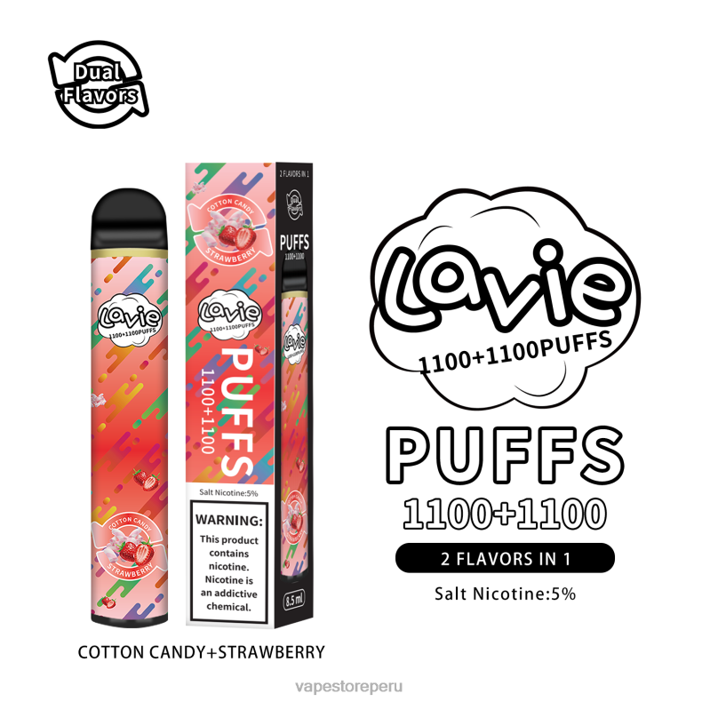 Vape Desechable - LAVIE BAR Switch 2200 bocanadas algodon de azucar/fresa 6T64B293