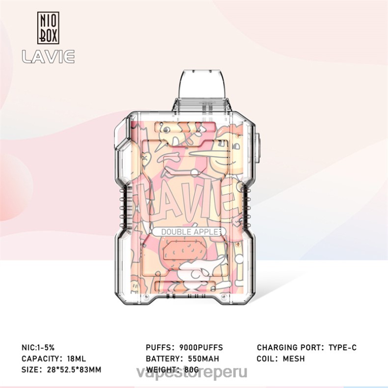 Vape Sin Nicotina Peru - LAVIE NIO BOX 9000 bocanadas manzana doble 6T64B195