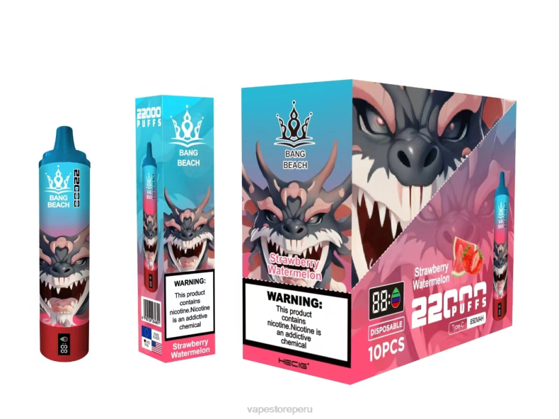 Vape Desechable - Bang Beach Pantalla inteligente de 22000 inhalaciones sandia fresa FJ4V23