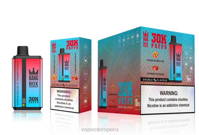Vape Desechable - Bang Box 30000 inhalaciones de dos sabores. chicle de sandía y sandía de fresa FJ4V68