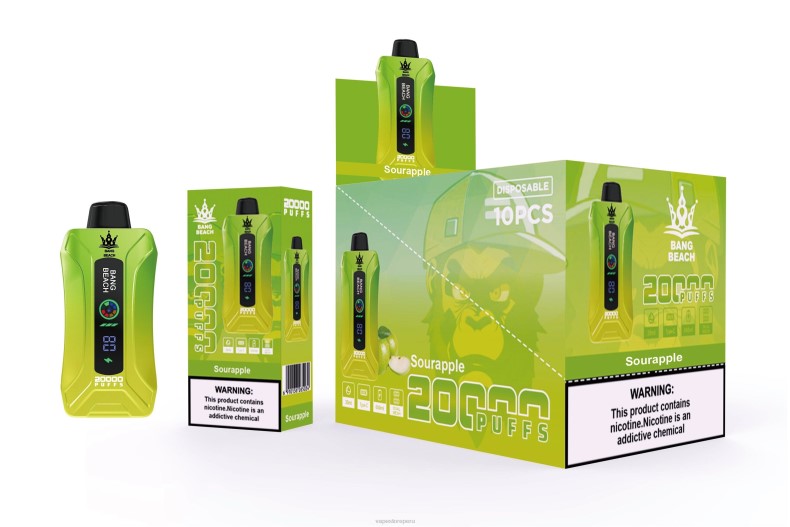 Vape Peru - Bang Beach vape elegante de la pantalla de 20000 soplos manzana agria FJ4V1