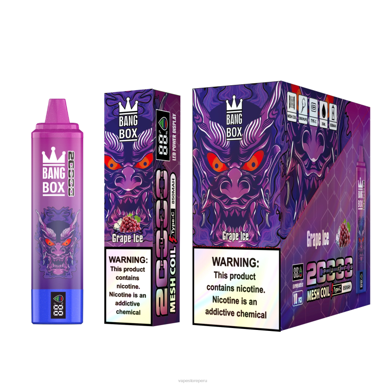 Vape Peru - Bang Box Pantalla inteligente de 20000 inhalaciones hielo de uva FJ4V61