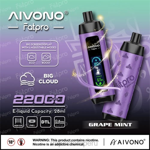Vape Recargable - Aivono Fatpro 22000 R4P62 menta de uva