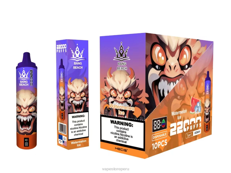Vape Recargable - Bang Beach Pantalla inteligente de 22000 inhalaciones hielo de sandia FJ4V22