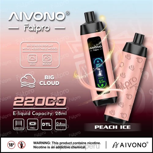 Vape Sin Nicotina Peru - Aivono Fatpro 22000 R4P65 hielo de durazno