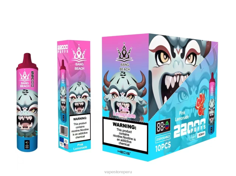 Vape Sin Nicotina Peru - Bang Beach Pantalla inteligente de 22000 inhalaciones limonada rosa FJ4V15
