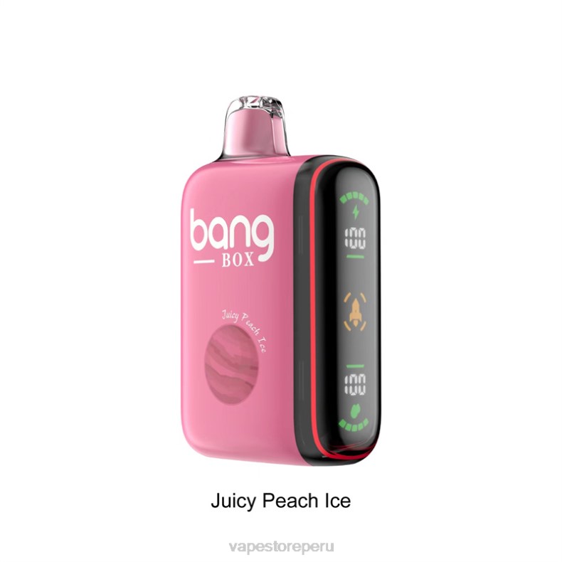 Vape Smoke - Bang Box Pantalla de potencia inteligente de 9000-18000 inhalaciones jugoso hielo de durazno FJ4V29